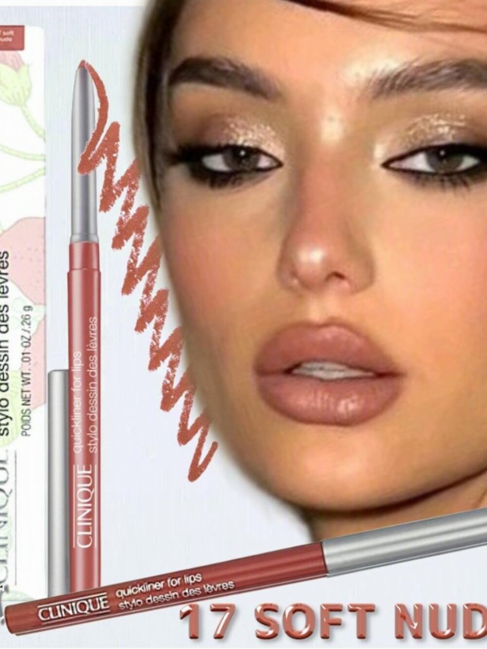 Clinique Quickliner For Lips ~ 17 Soft Nude (Light Terracota Creme) .26g NIB